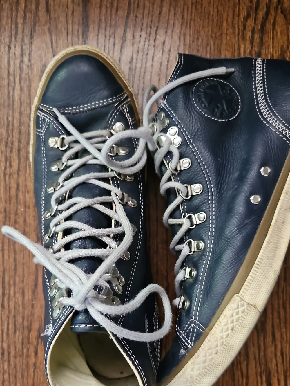 Converse Men's Navy Leather High-Top Sneakers
